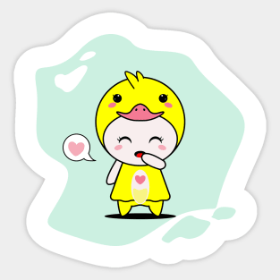 Cute Duck Character Sticker